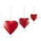 Red Metal Heart Tibetan Inspired Indoor Outdoor Decorative Bells with Jute Hanging Rope